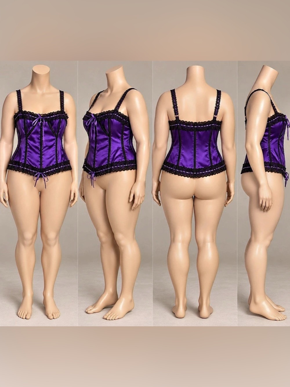 Intimate Attitudes Purple Satin Corset Top Size 42 Like New